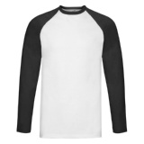 Футболка "Long Sleeve Baseball T", белый с черным_2XL, 100% х/б, 160 г/м2