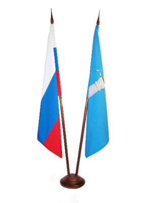 Кабинетный флагшток деревянный с основанием Блин (бук) 2 штока 2,2 м