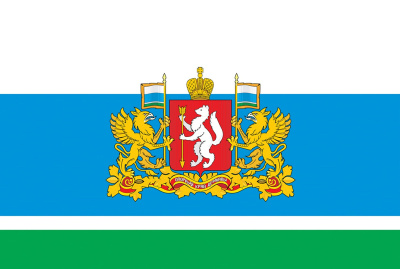 Флаг Свердловской области с гербом 90х135 см