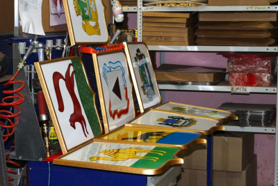 Печатное гербовое панно 40х42 см, щит пластик, рамка орех